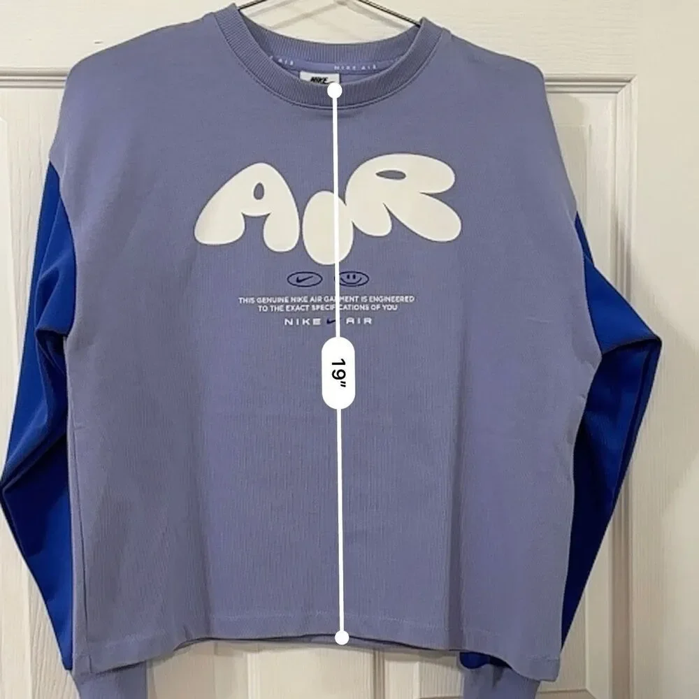 Nike Air Girls Long Sleeve Crew Neck Sweatshirt Top Purple Blue Large